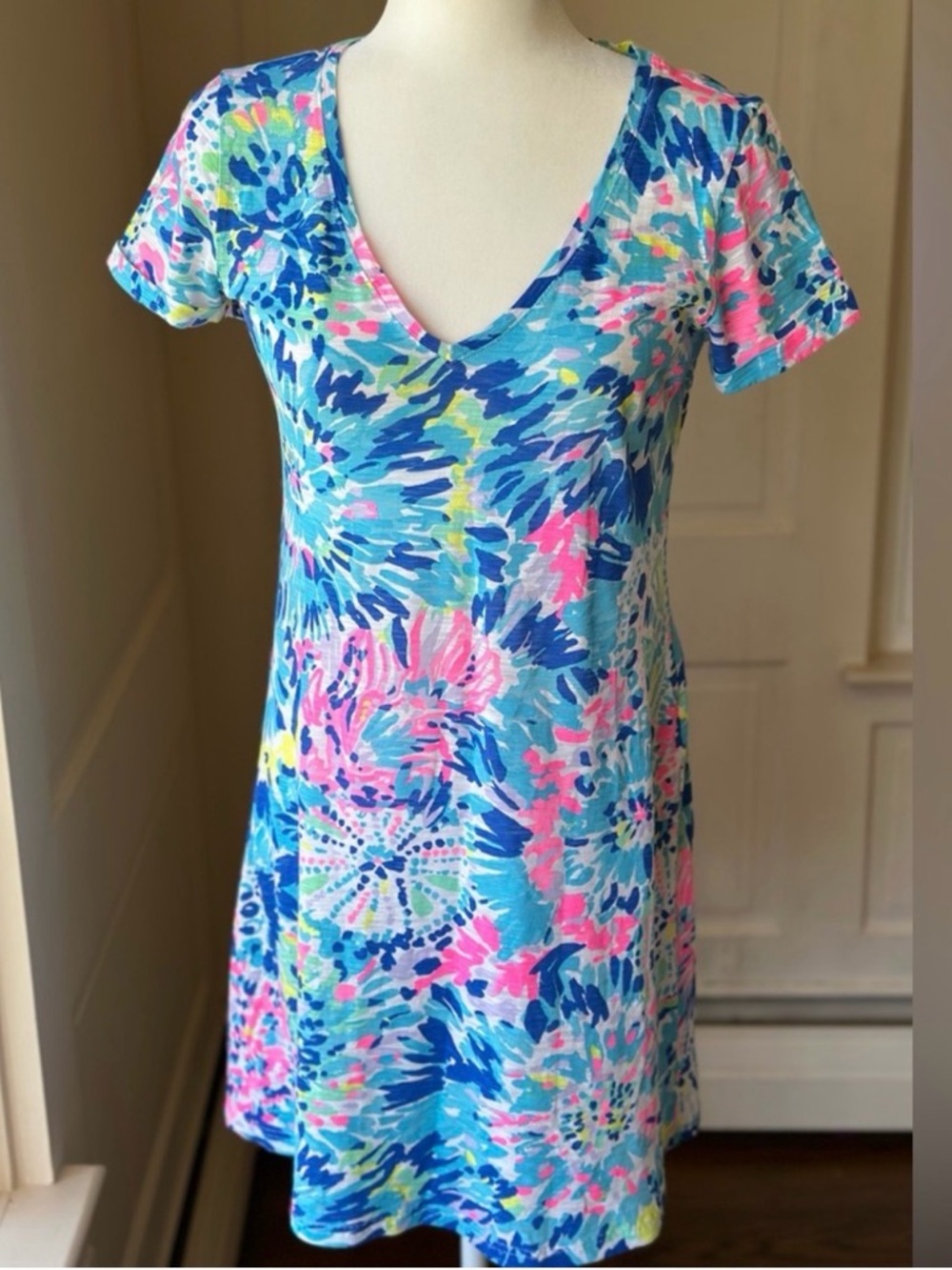 Lilly Pulitzer Blue Pink Green Floral Mini Dress